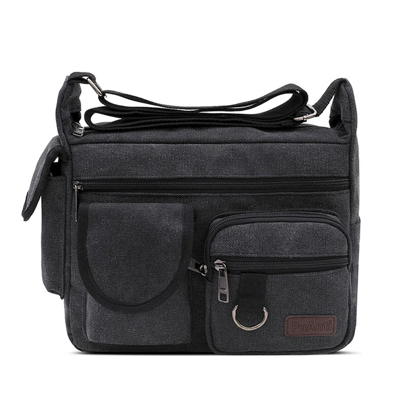 

2019 New Men Canvas Shoulder Crossbody Bag For Men Large Capacity Messenger Bags Multi-layer Designer Travel Male School bags