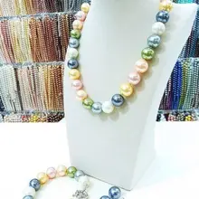 10X10 Ювелирные изделия натуральный AAA+ 10 мм черные жемчужные серьги-ракушки и 1" ожерелье набор