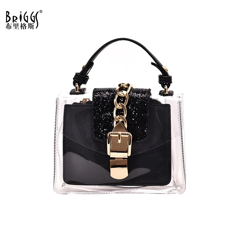 

BRIGGS Fashion Women PVC Transparent Bag Small Summer Shoulder Bag Female Colored Long Strap Flap Bag Ladies' Messenger Bag Sac
