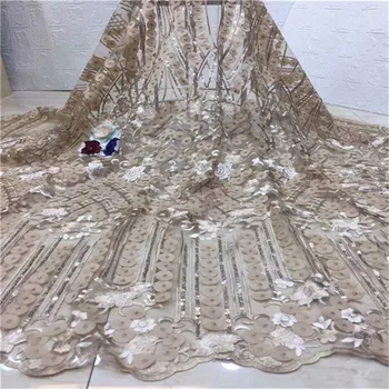 

3D Applique Nigerian Lace Fabrics For Party 2019 African French Lace Fabric With Sequins High Quality