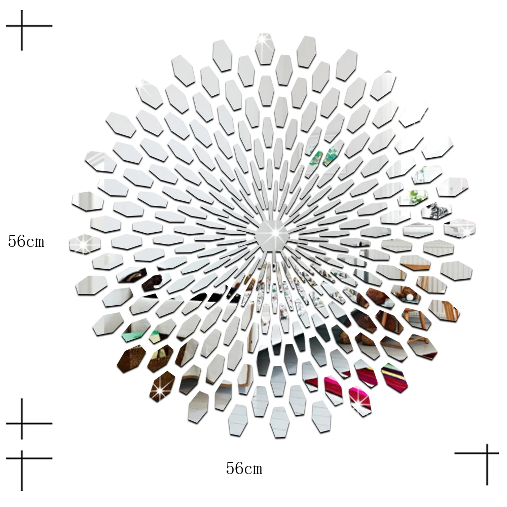 225 шт зеркальные хромированные Светоотражающие настенные наклейки для детских комнат, настенные картины для украшения дома