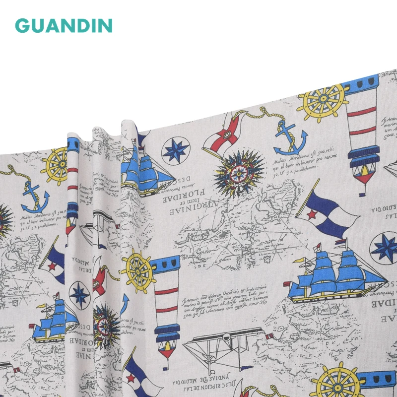 GUANDIN ткань из хлопка и льна с принтом для шитья квилтинга DIY серия Сейлор тканевая
