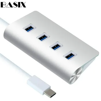 

Basix Type-C To 4-Port USB3.0 Hub USB 3.1 Adapter For PC For Mac 12 inch Type-C Cable For Mac Usb C Adapter Computer Accessories