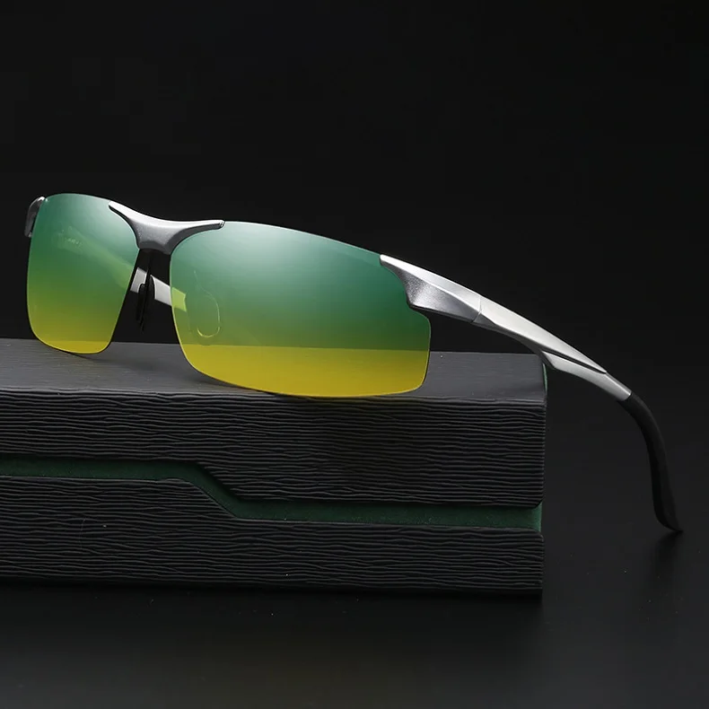 YSO солнцезащитные очки Для Мужчин Поляризованные UV400 алюминия и магния рамки HD Ночное видение вождения очки без оправы аксессуар для Для мужчин 8003