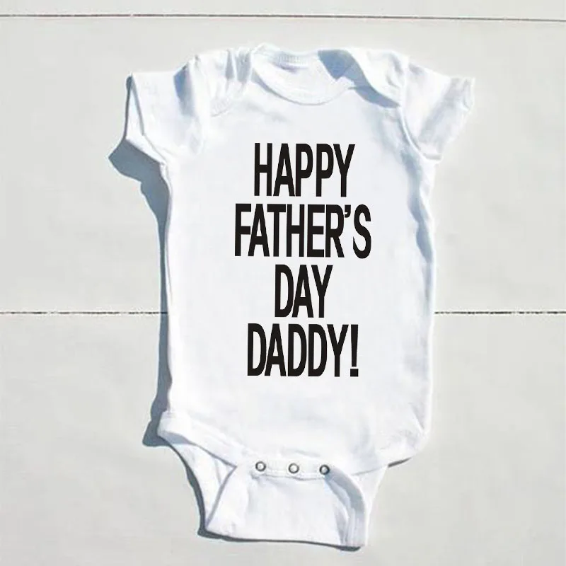 Одежда для малышей летний хлопковый комбинезон с надписью «Happy Father's Day» и короткими рукавами для мальчиков и девочек, подарок для папы