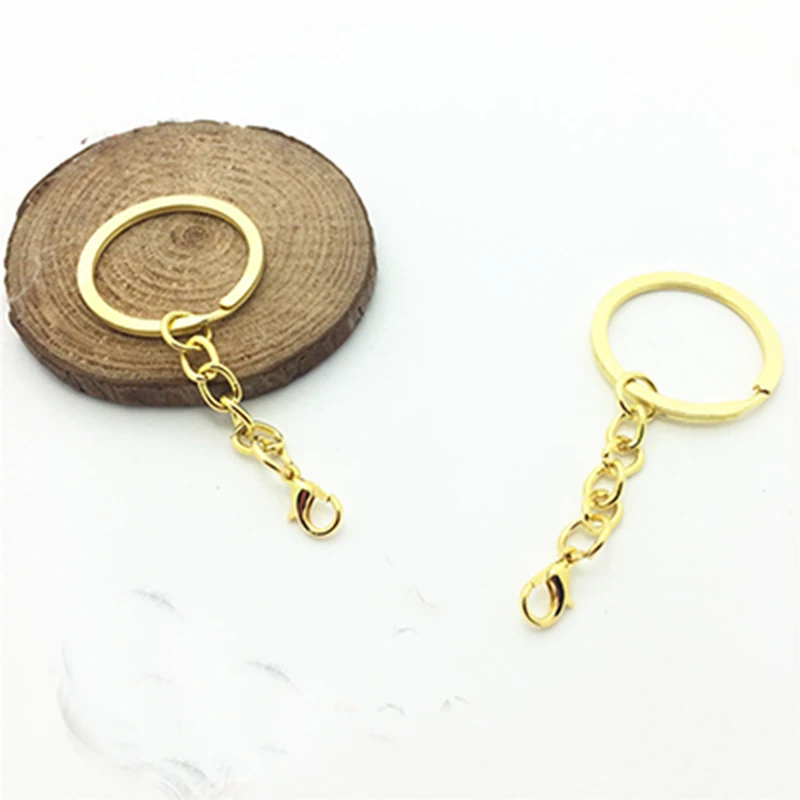 Key Ring findings Chain double Split jump ring with Lobster Clasp