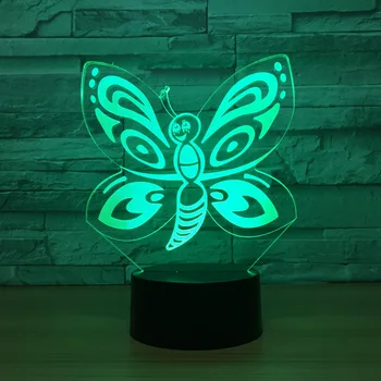 

Butterfly 3D Night Lights 7 color Touch LED Visual Light Gift Table Lamp 1164