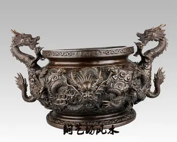 

China Bronze Censer Incense Burner Carve Dragons