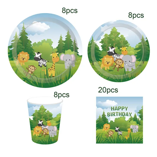 MM009set 01 Тематическая вечеринка на день рождения в джунглях сафари сувениры в виде животных из мультфильмов детские вечерние наборы для душа украшения для детей Товары для вечеринок на день рождения - Цвет: MM009set 01