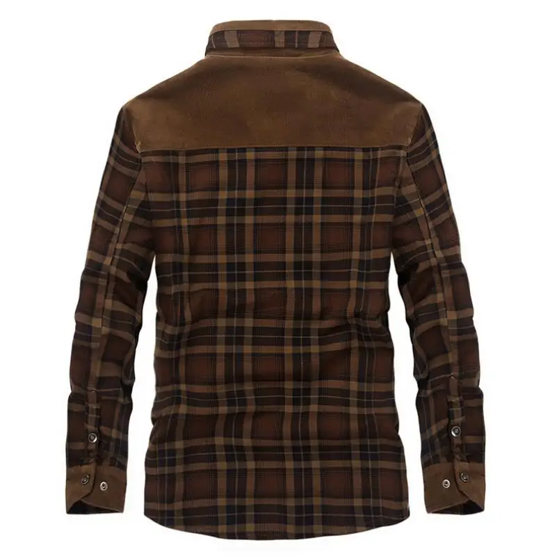 Winter Snow Warm Men Shirts Thick lined Plaid Plus Size 4XL Brand AFS ZDJP 100% Cotton 2018 New Windbreaker Casual Male Blouses