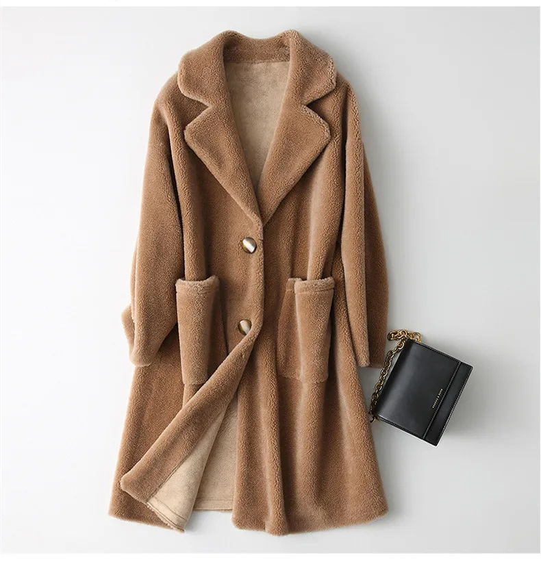 AYUNSUE, женские пальто для стрижки овец, Натуральная шерсть, меховое пальто, женская толстая теплая зимняя куртка, женская верхняя одежда, WYQ2054