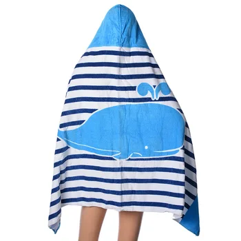 

Urijk Cartoon Towel Whale Cotton Kid Striped Hooded Beach For Bath Beach And Pool Summer Seaside Bath Towels Cooling