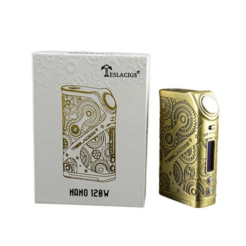 

Original Tesla Teslacigs Nano 120w Box Mod Steampunk style VW/TC/TCR mode for vape pen Electronic cigarette kit Vaporizer mod