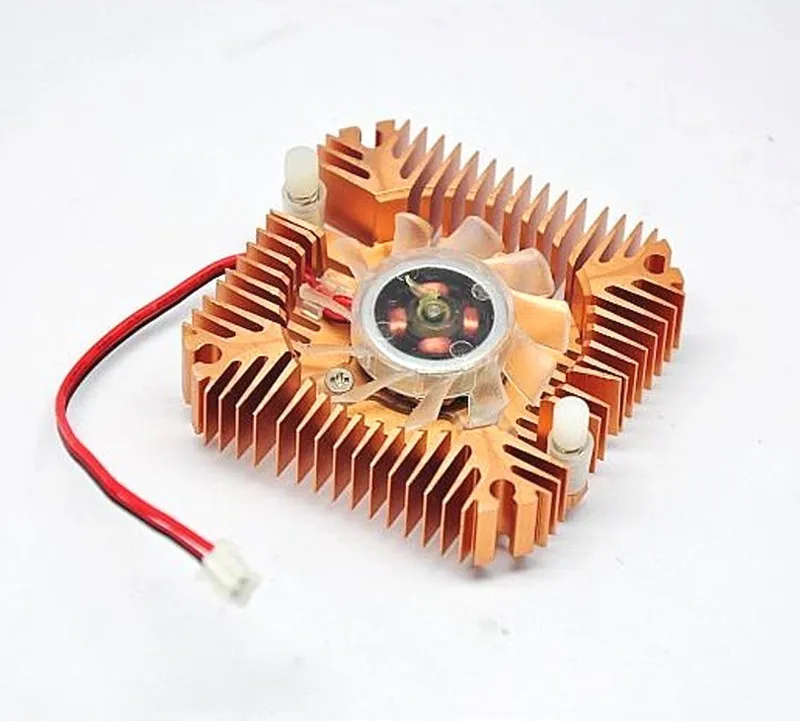 55mm 2 PIN Graphics Cards Cooling Fan Aluminum Gold Heatsink Cooler Fit For Personal font b
