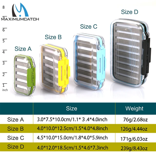 US $4.90 Maximumcatch Fly Box Waterproof Slit Foam High Density 4 size Fly Fishing Tackle Box