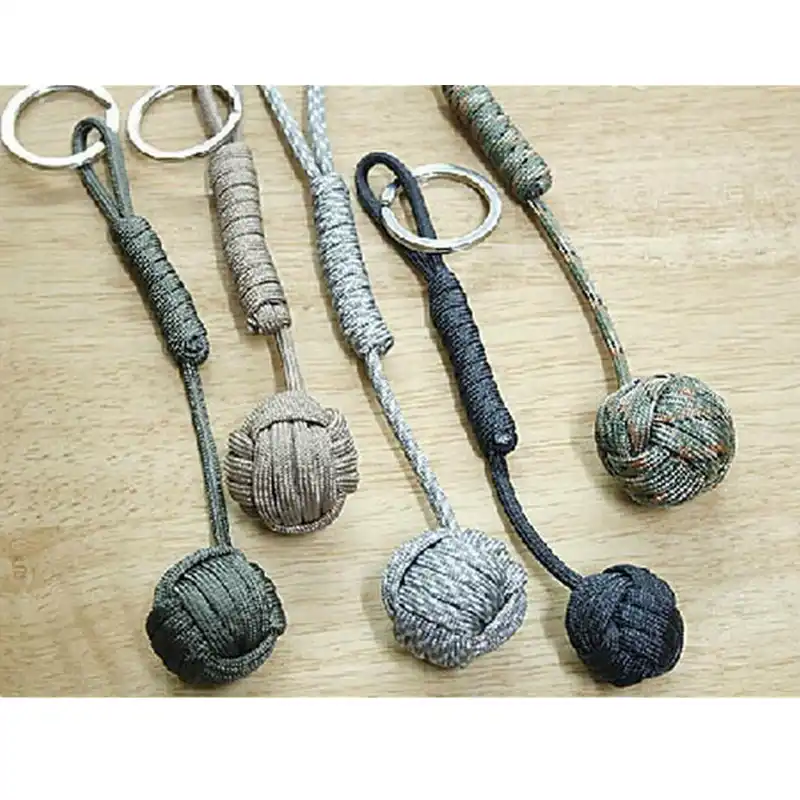 Monkey Fist Keychain Chaîne Porte-clés survie militaire 550 bille en acier Auto defen