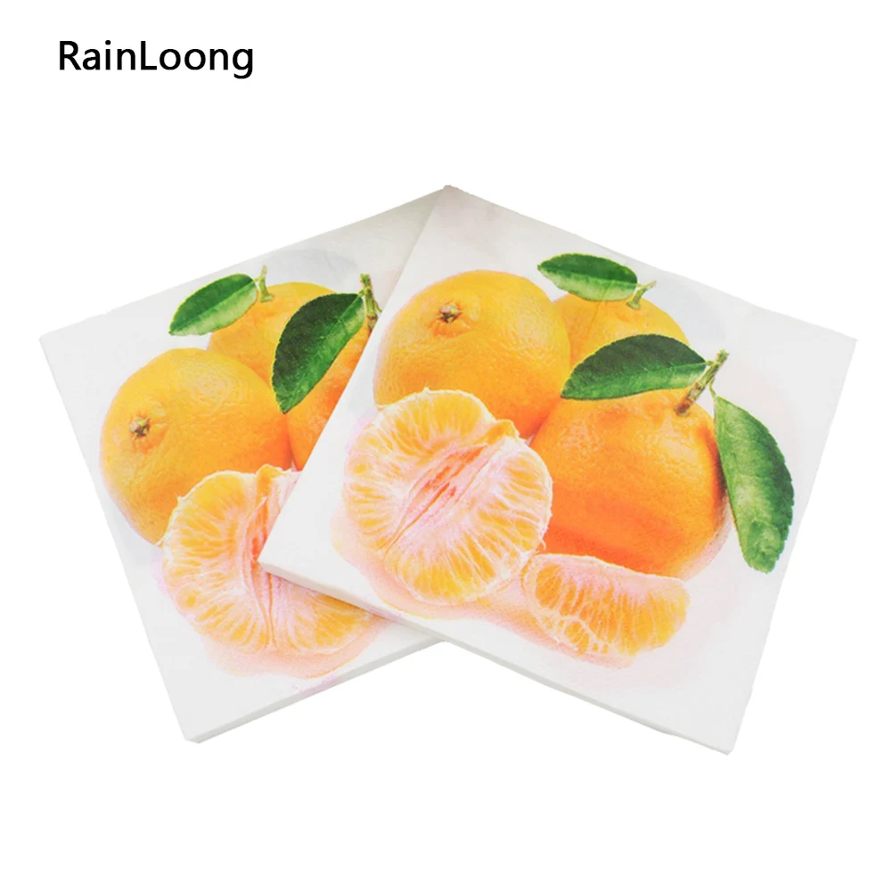 

[RainLoong] Fruit ORange Dinner Napkins Application and Printed Feature Paper Serviettes 33*33cm 1pack/lot