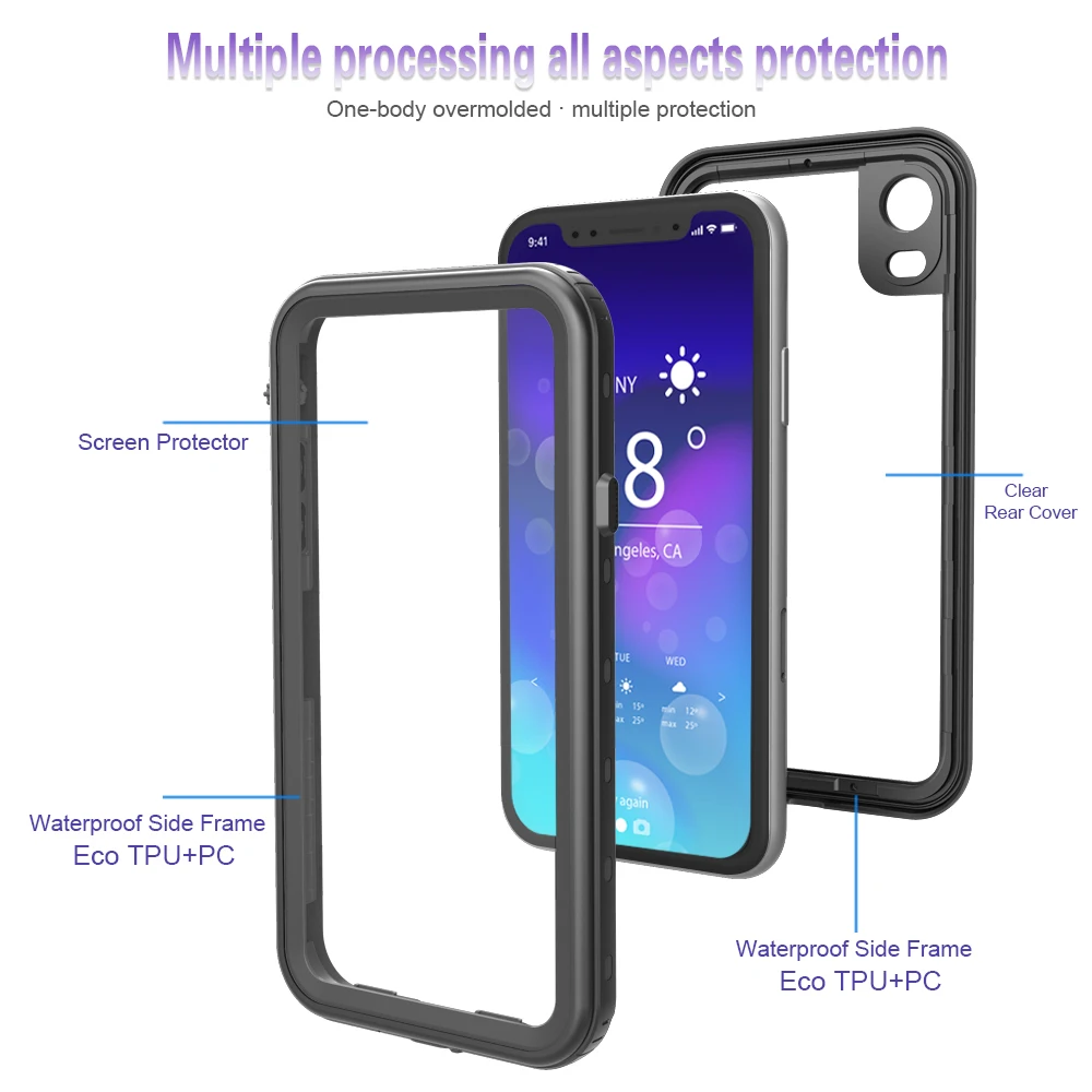  PC Cover For iPhone X XS XR XS MAX Waterproof Case For Samsung S8 S9 Plus Note 8 Note 9 Underwater Sealed Capas For iPhone X    (4)