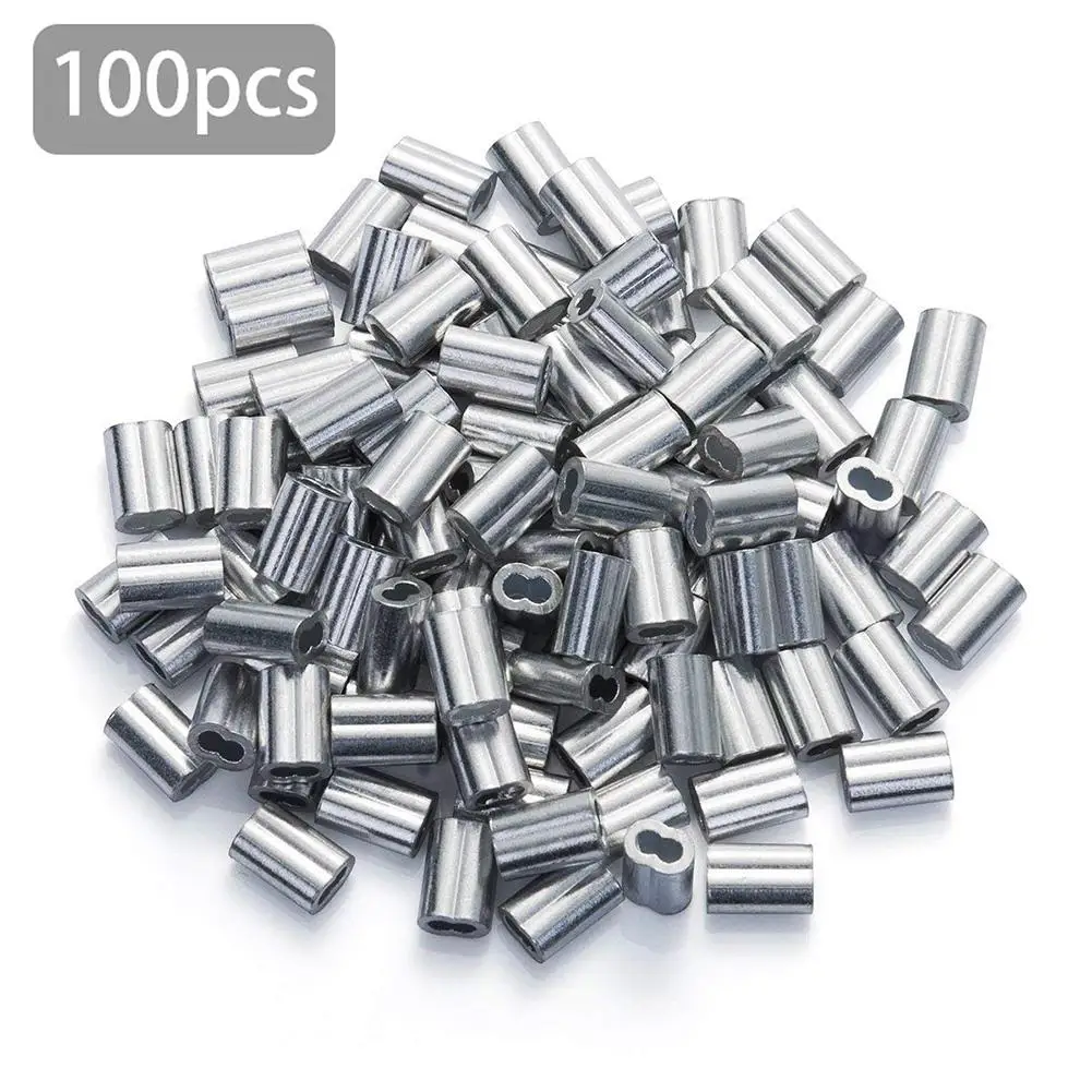 

100pcs 1.6 Mm 1/16 Inch Diameter Wire Rope Aluminum Alloy Sleeves Clip Fittings Loop Cable Crimps Ferrule Stop Wire Rope Cable