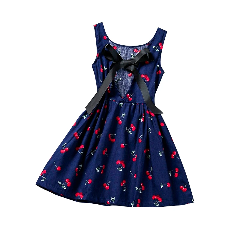 Детские платья для девочек; детское летнее платье принцессы; сарафан с принтом вишни; праздничный костюм для маленьких девочек; одежда для подростков