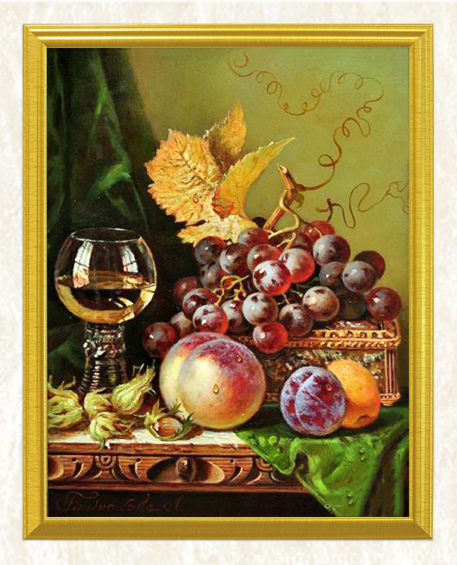 Чашка для фруктов и вина для украшения кухни 5D DIY алмазная живопись полная квадратная Алмазная вышивка мозаичная картина Стразы
