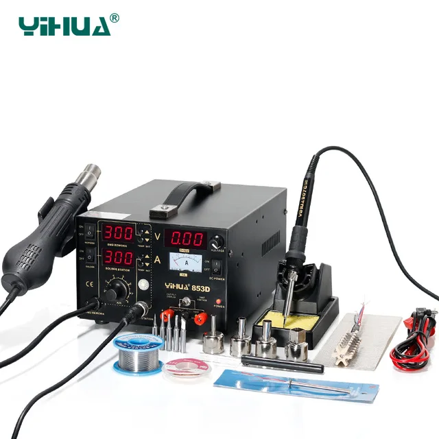 

YIHUA 853D DC Power Supply 3 In 1 Soldering Tool Soldering Iron Station With Hot Air Gun Rework Station