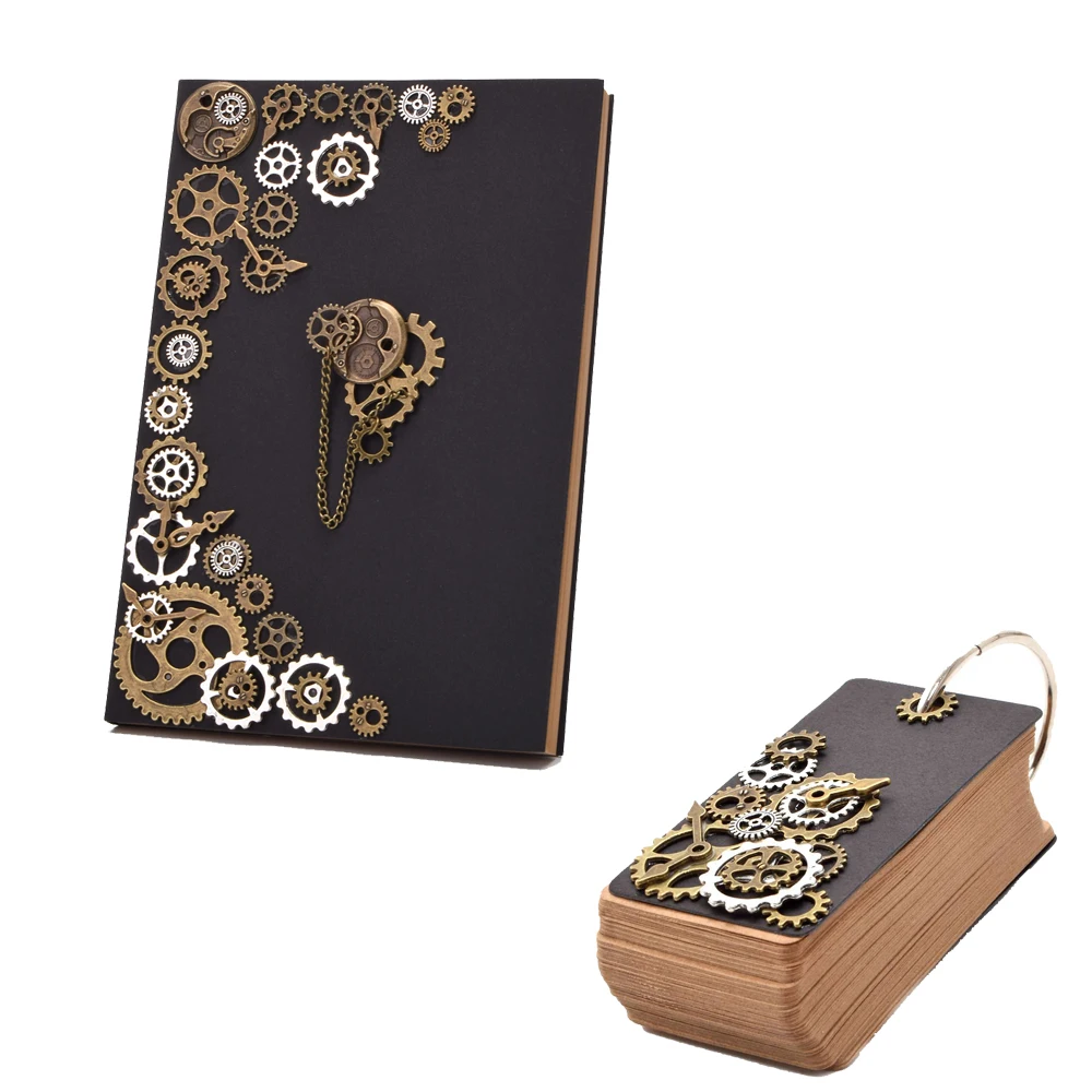 

1pc Punk Notebook Vintage Gear Visual Kei Gothic Diary Journal Sketchbook Props Steampunk Cosplay Accessory