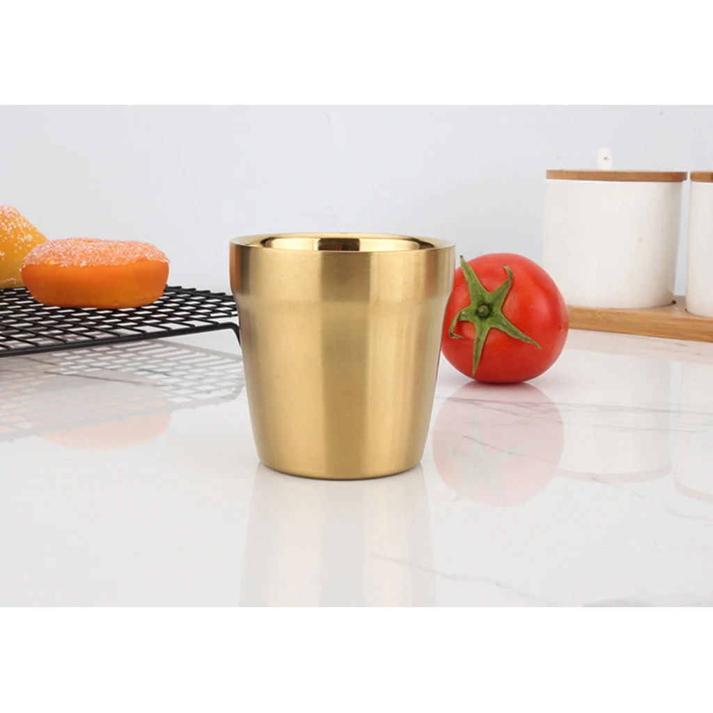 New Gold 304 Stainless Steel Coffee Mug Camping Water Cup Cold Glass 8oz, Dishwasher Safe, Great for Ice Drink, Hot Beverage