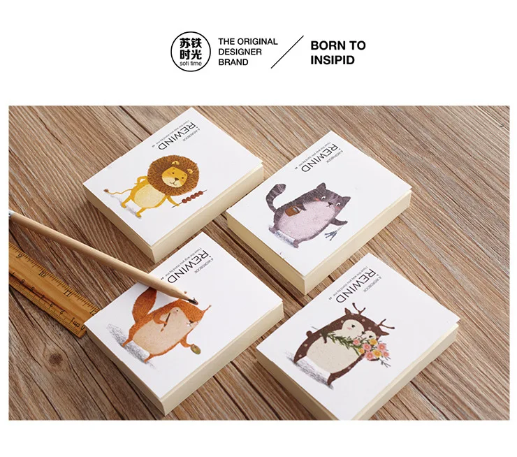 

[4Y4A] 1pcs Time Travel Notes Handbook Pocket Pocket Notepad Portable Miniature Animal Pattern Lion Kitten
