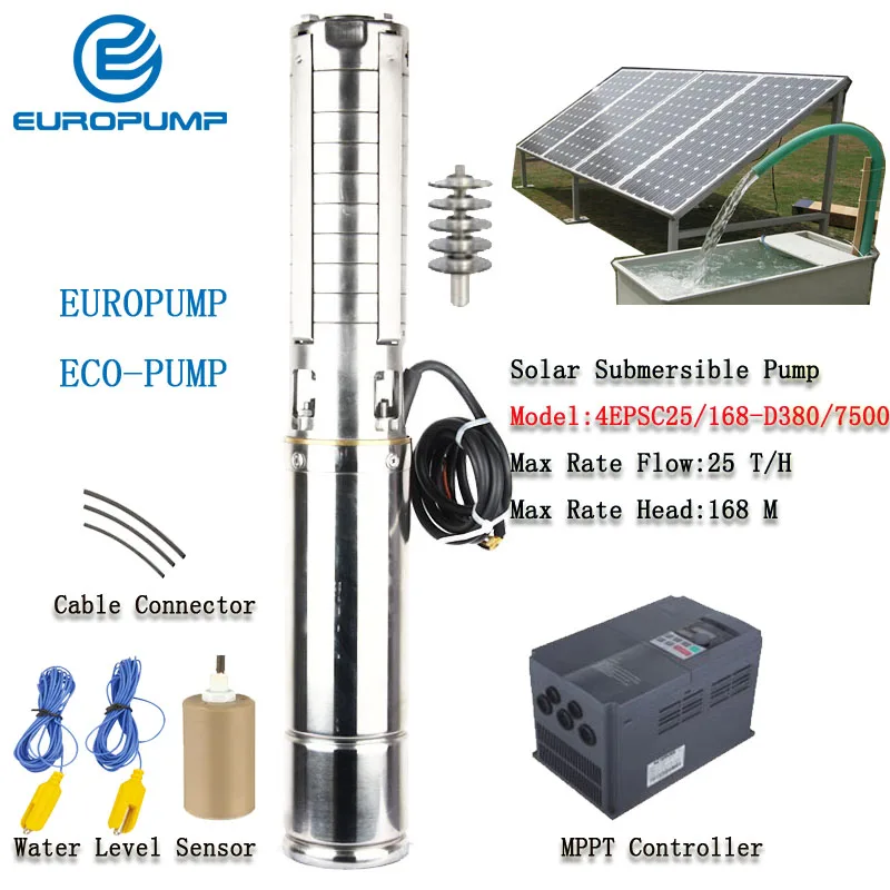 Deep Well Solar Water Pump 600W Stainless Steel 304 Submersible Bore Hole Water Pump MPPT Controller Home And Industrial Use Max Pump Rate 3000L/h