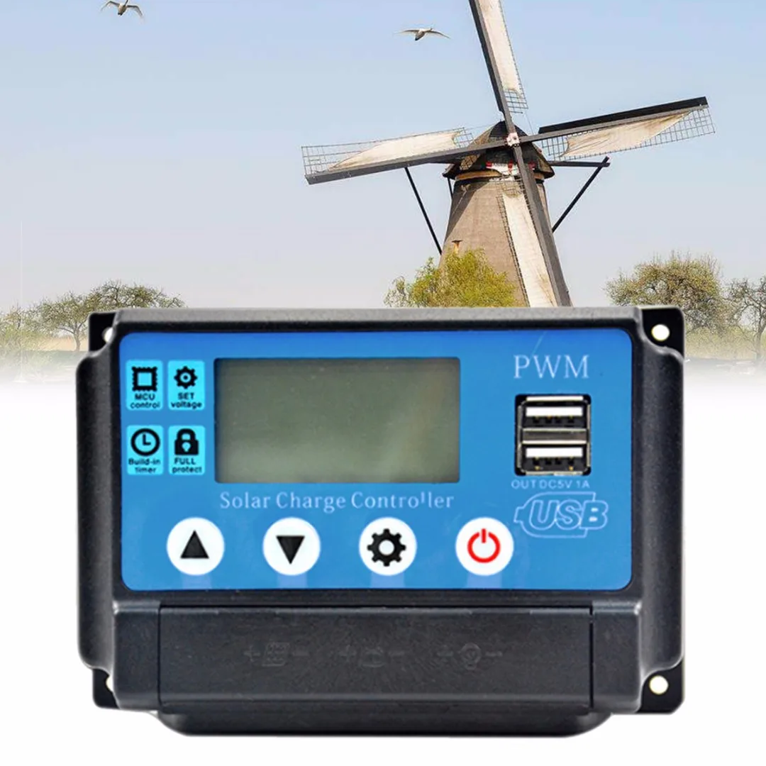 

High Quality 50A Solar Panel Controller Battery Charge 12V/24V Electrical Auto Dual USB LCD Display Solar Collector Regulator