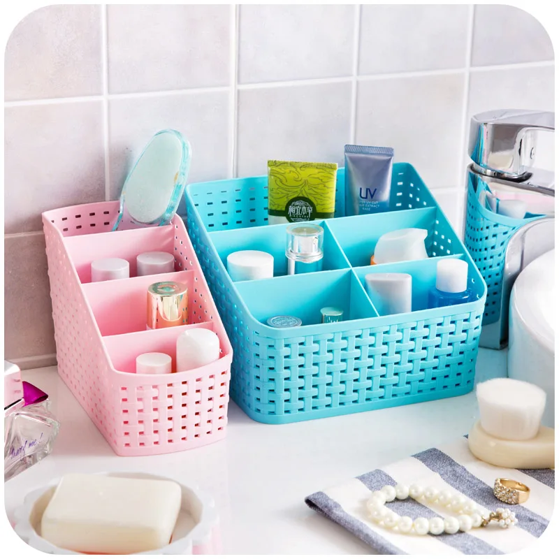 Free Shipping 2016 Plastic Cosmetics Storage Box Desktop Classification