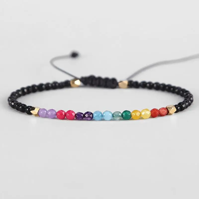 

12 Constellation Lucky Thin Bracelets Natural Stone 3mm Beaded 7 Chakra Bracelet Simple Strings Hollywood Beads Bohemia