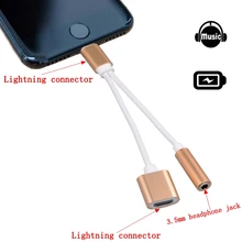 2in1 Lightning to 3.5mm Headphone Jack Adapter Charger Cable For iPhone 7 6S plus