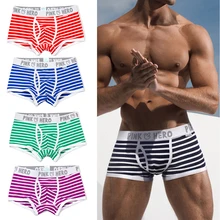 Новинка, 5 шт./лот, упаковка, розовые мужские хлопковые трусы-боксеры в полоску, обычные повседневные мужские шорты с эластичным поясом, трусы высокого качества