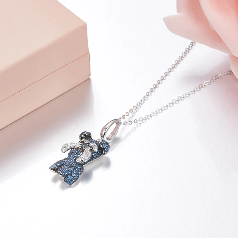 

Fashion FR Schnauzer Pet Dog Animal Chain Collar Necklace 925 Sterling Silver Zircon Christmas Wedding Necklace Pet Dog Animal
