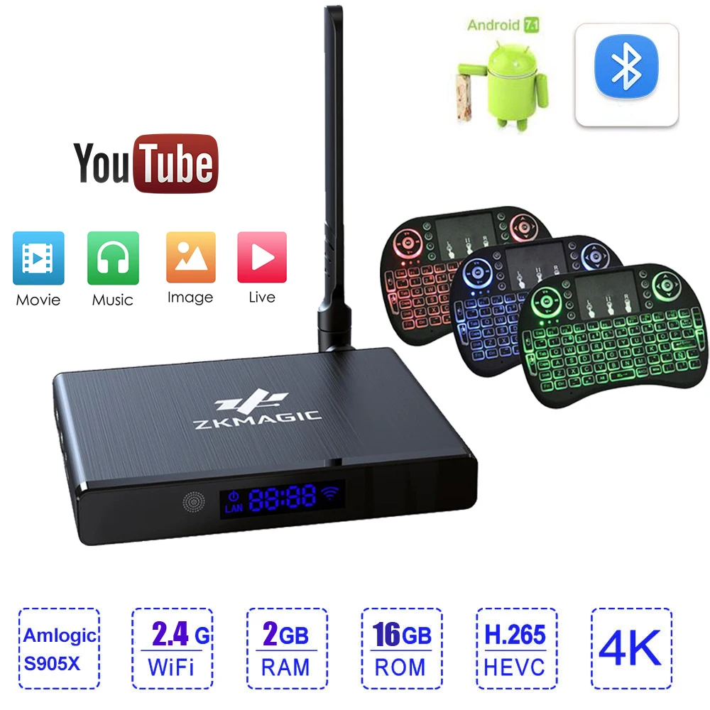 

TV BOX Android 7.1 Smart TV BOX Amlogic S905X Quad Core 2GB 16GB 2.4G Wifi bluetooth 4K Set top box pk x96 mini Smart TV BOX