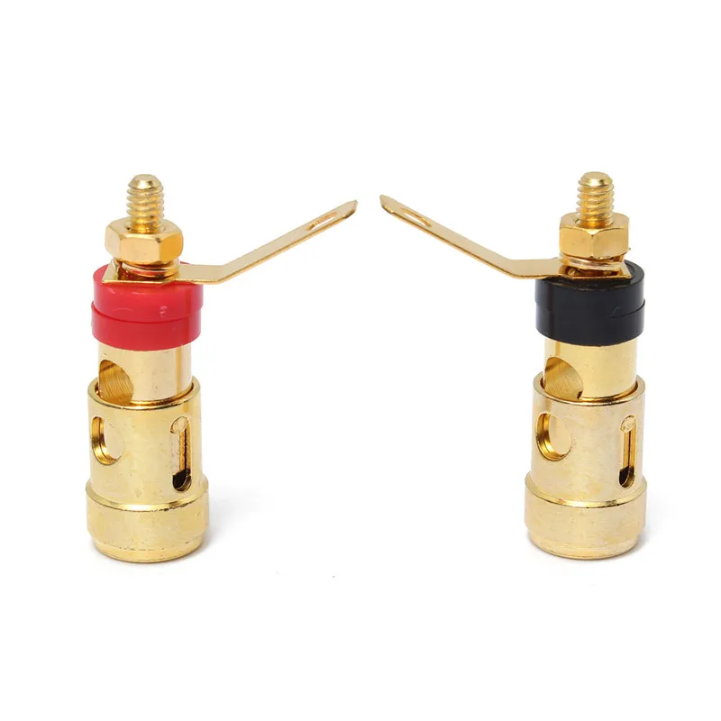 

SWILET 2Pcs 40mm Gold Plated Brass Banana Speaker Plug Jack ConnectorSpeaker AMP Terminal Binding Post Spring Loaded Press Type