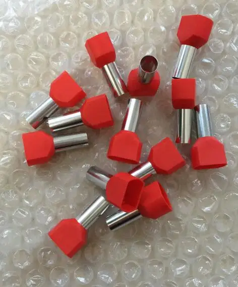 

50pcs TE16-14 2x16mm2 Double tube line nose needle shape Insulated Bootlace Ferrule Terminal