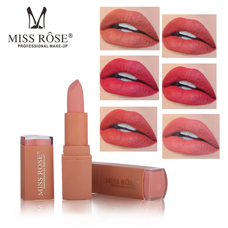 

Miss Rose Moisturizer Matte Lipstick Nude Color Pigment Waterproof Lip Stick Long Lasting Sexy Batom Makeup Women Cosmetics