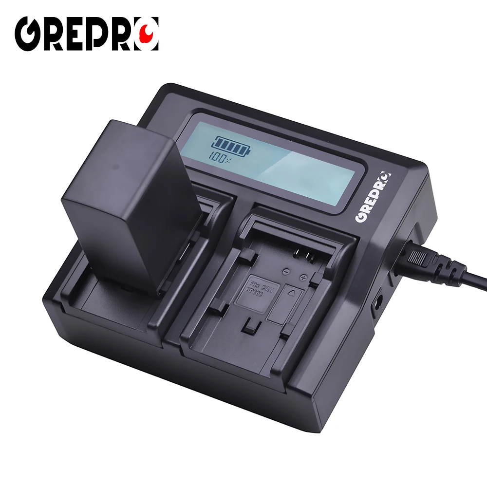 

GREPRO BP-808 BP808 LCD Dual Battery Charger BP-809 BP809 BP819 BP827 BP828 for Camera Canon FS300 FS100 XA10 VIXIA HG20 HG21