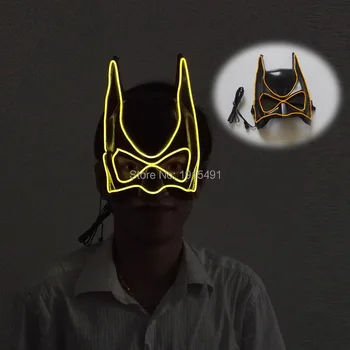 

Colorful 2 Style Batman EL wire Mask Novelty Lighting Christmas decor LED Neon Mask with DC-3V Sound Active Inverter for Party