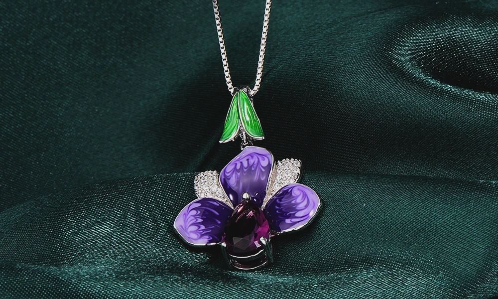 RainMarch Blue Flower Enamel Silver Pendants For Women Necklace 925 Sterling Silver Necklace Pendant Bohemian Wedding Jewelry (5)
