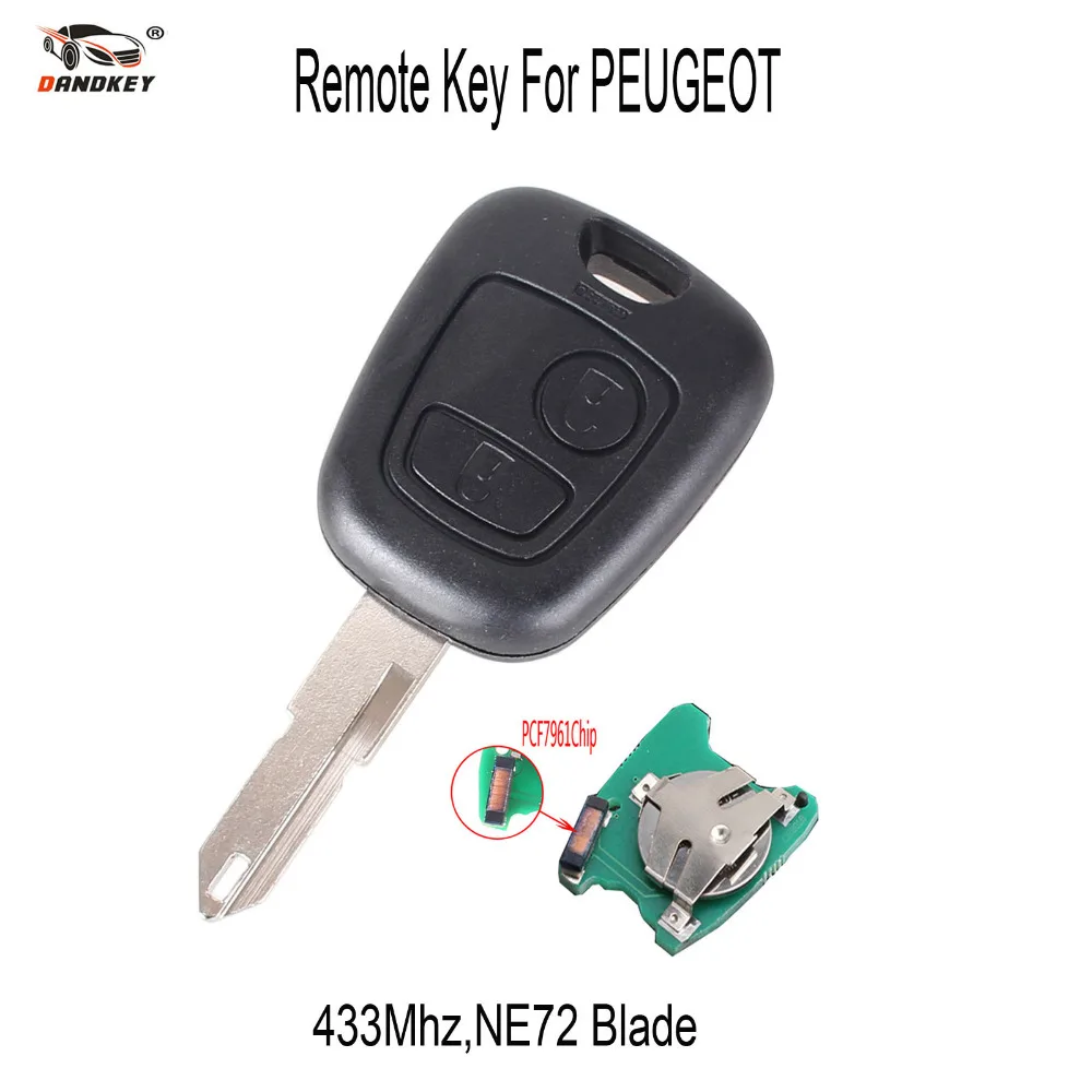 Dandkey Vervangen Afstandsbediening Sleutel Voor Peugeot 206 405 Transponder Sleutel Pcb Batterij Met PCF7961 Chip 433Mhz NE72 Blade|key for|key for peugeotkey AliExpress