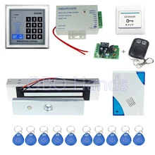 Envío gratis Completo K2000 RFID de control de acceso + cerradura Magnética electrónica + fuente de alimentación + clave fobs + timbre de la puerta + botón de salida + control remoto