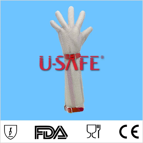 

22cm long sleeve chain mail glove stainless steel mesh glove stainless metal mesh glove