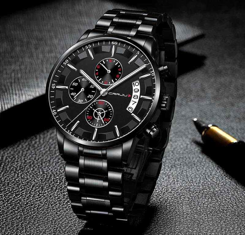 Relogio Masculino 2019 Mens Watches Top Brand Luxury Crrju New Fashion Business Chronograph Black Male Wristwatch Men Watch 2019 (9)