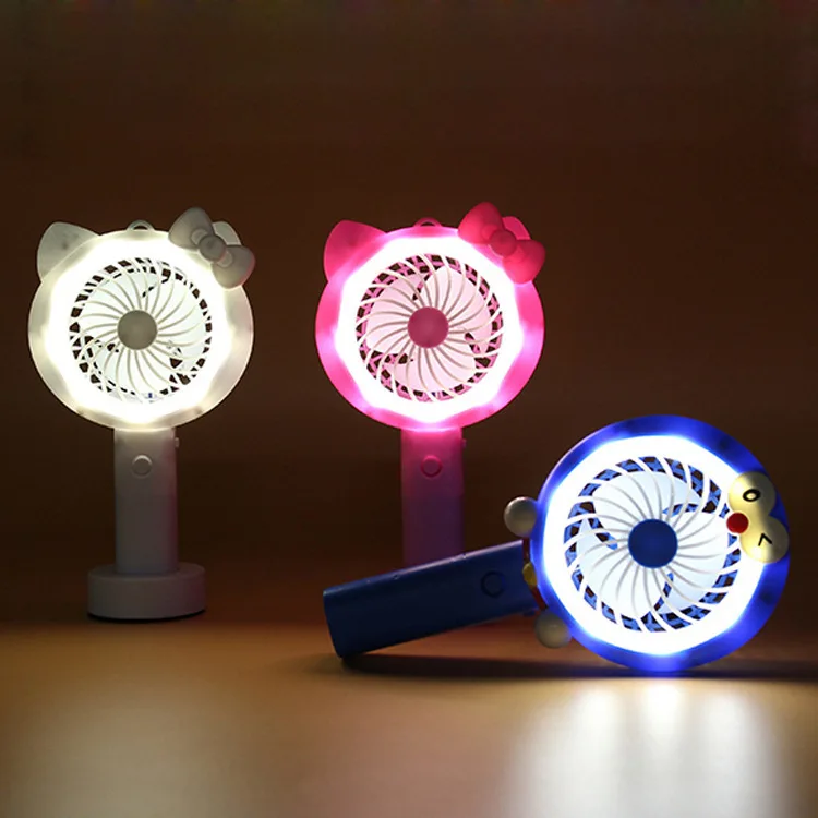 

Cute Cat Pattern Three-vane Mini USB Fan for Office Home Portable Computer PC Fan Electric Laptop Fan with Led Light