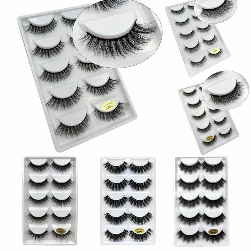 

5 Pairs Mink Eyelashes 3D False Wholesale Handmade Eye Lashes Extension Fake Cross Thick Long Individual Makeup Tools Beauty New