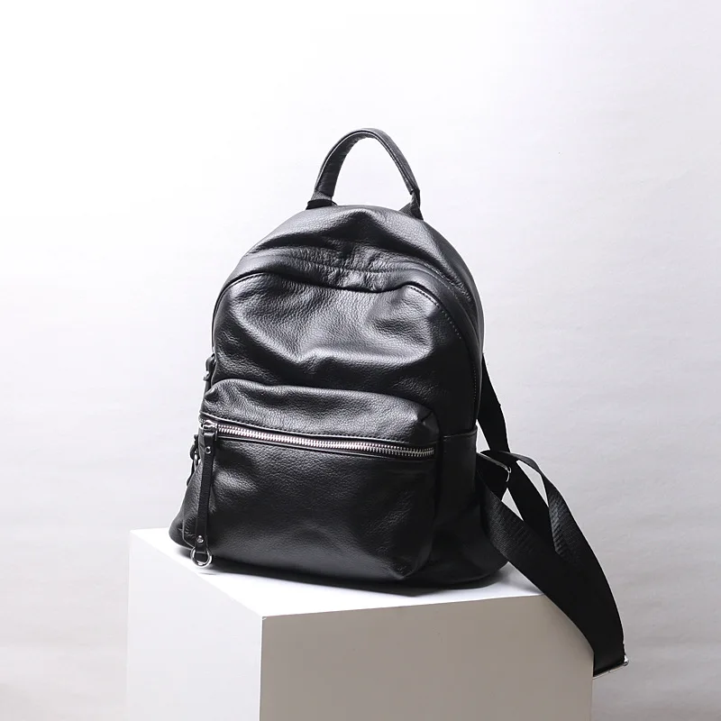 

Fashion Women's Genuine Leather Backpack Ladies Cowhide Rucksack for A4 Female Leisure All-match Travel Double Shoulder Bags